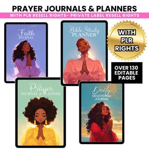 Faith-Based Planner & Journal Bundle | Bible Study| Prayer Journal | Resell Rights | Digital Download | Editable In Canva