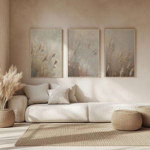 Neutral Pampas Print| Dried Grass set of 3 prints| Wheat Grass Wall Art| Printable wall art| Coastal Boho reeds| Digital download