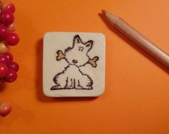 Cute Dog Magnet, Pet Fridge Magnet, Dog Lover Gift, Office Accessories, Artsy Clay