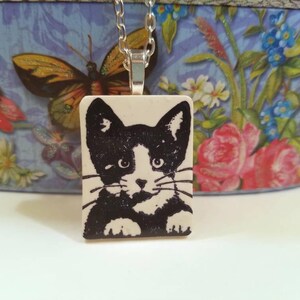 Tuxedo Cat Necklace or Pendant, Black and White Cat, Purr-fect Gift, Passion for Cats, Artsy Clay Handmade image 5