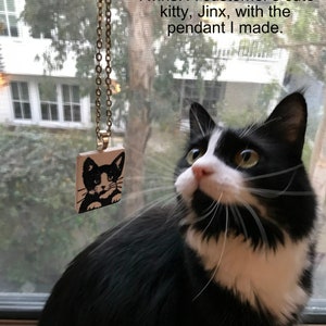 Tuxedo Cat Necklace or Pendant, Black and White Cat, Purr-fect Gift, Passion for Cats, Artsy Clay Handmade image 7