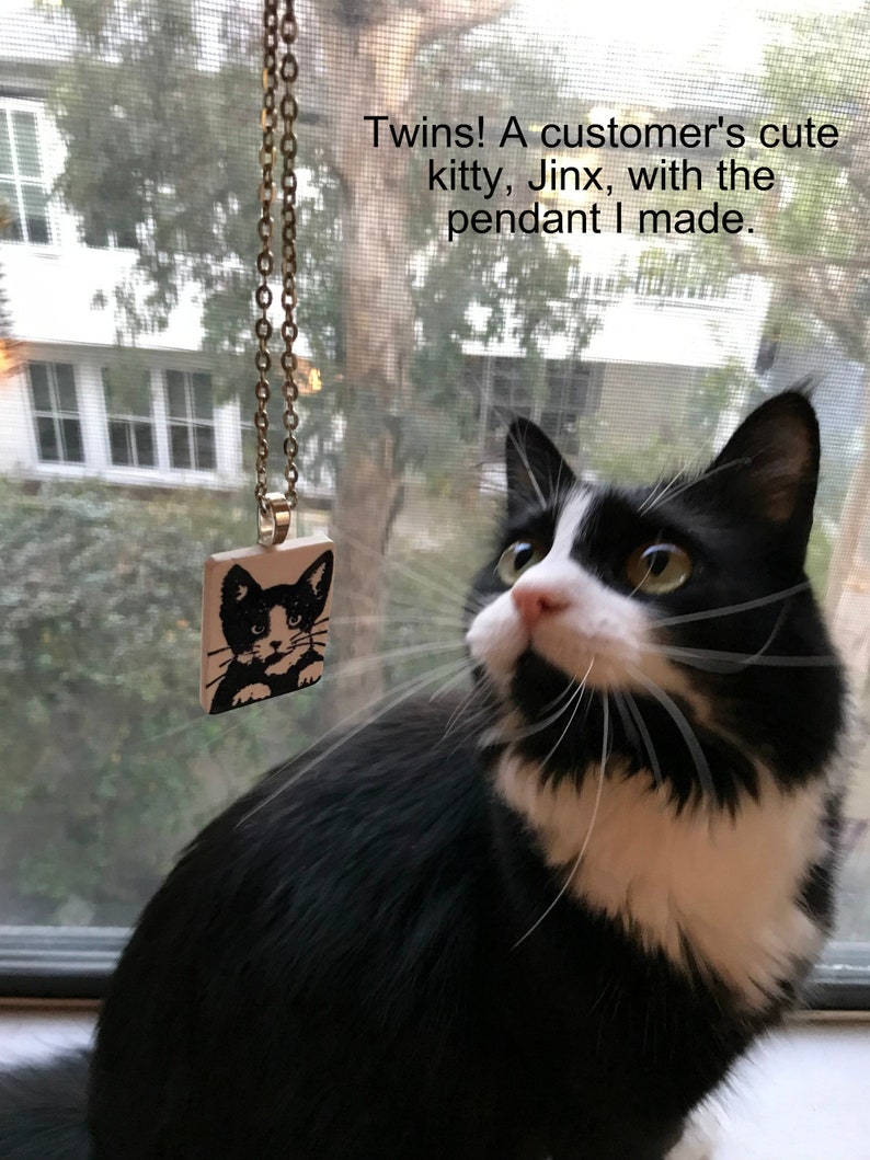 Tuxedo Cat Necklace or Pendant, Black and White Cat, Purr-fect Gift, Passion for Cats, Artsy Clay Handmade image 7