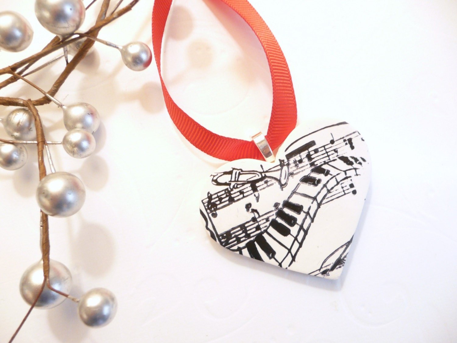 Music Heart Ornament Christmas Ornament Gift for Musician Door Etsy