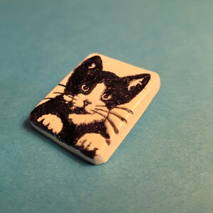 Cute Cat Pin, Tuxedo Cat Brooch, Cat Lovers Gift, Artsy Clay Handmade image 2