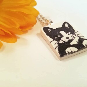 Tuxedo Cat Necklace or Pendant, Black and White Cat, Purr-fect Gift, Passion for Cats, Artsy Clay Handmade image 2