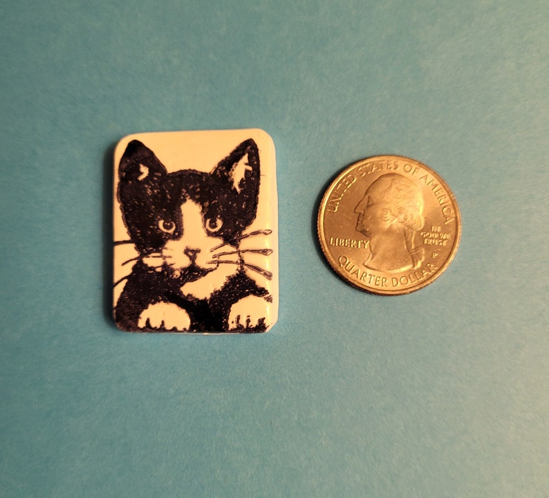 Cute Cat Pin, Tuxedo Cat Brooch, Cat Lovers Gift, Artsy Clay Handmade image 3