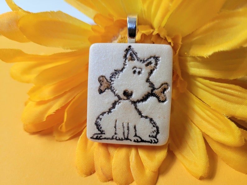 Cute Dog Necklace or Pendant, Beige White or Pink, Dog Lover Gift, Gift for Dog Mom, Artsy Clay Handmade image 1