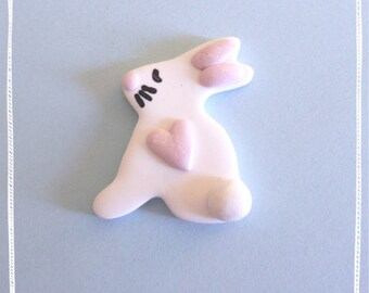 Bunny Fridge Magnet, Choice of Colors, Kitchen Decor, Artsy Clay Handmade