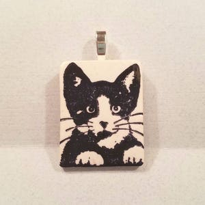 Tuxedo Cat Necklace or Pendant, Black and White Cat, Purr-fect Gift, Passion for Cats, Artsy Clay Handmade image 3