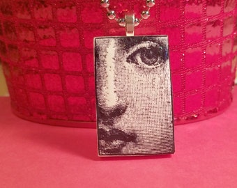 Handmade Face Necklace, Black and White, Quirky Jewelry