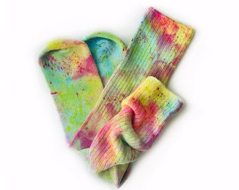 Paintbox Bamboo Socks - hand dyed socks for rollerskating. Bamboo/Spandex