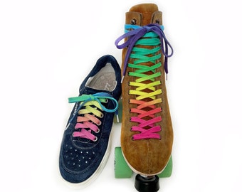 Rainbow Rollerskate and Shoe Laces - hand dyed gradient cotton laces / shoe strings