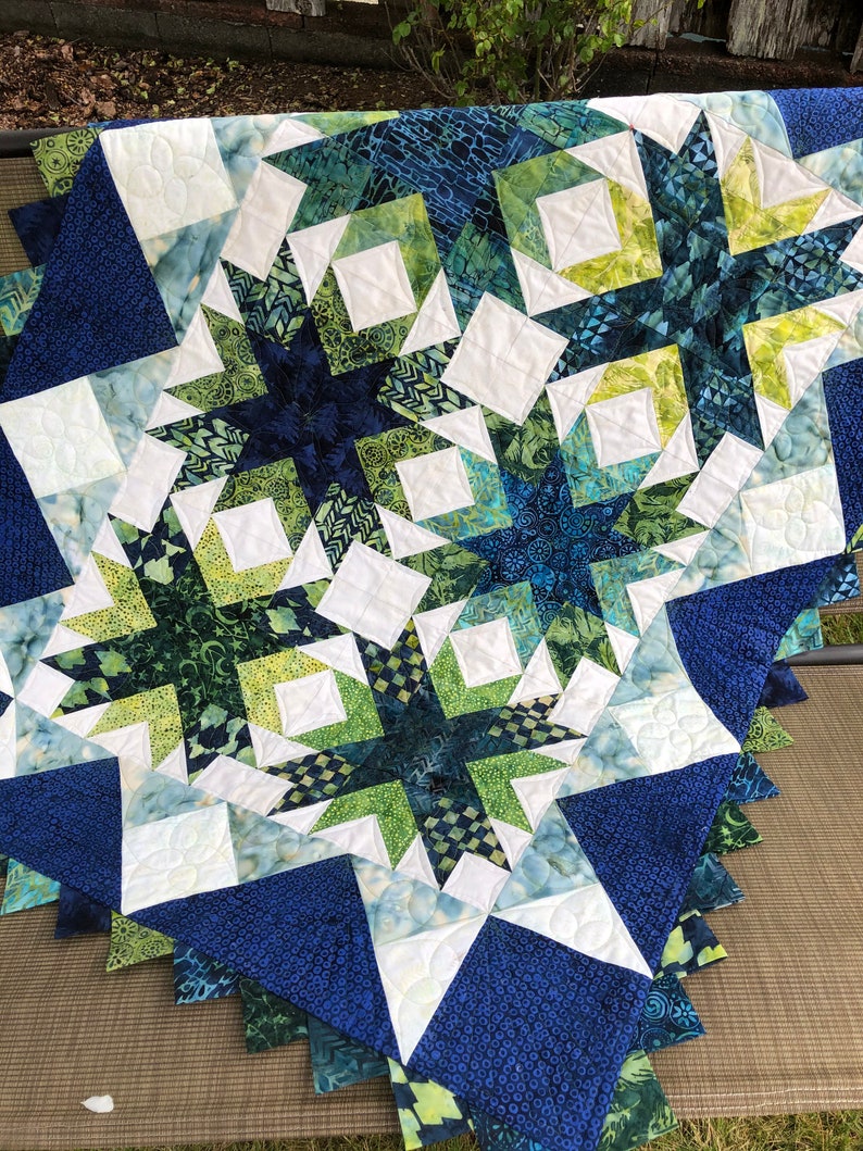 Twilight Glen PDF Pattern for quilt with Prairie Point Border, made with 10 inch squares, layer cake image 4