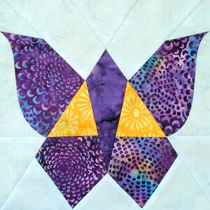 Butterfly Quilt Block Pattern: 9-inch Square, Photo Tutorial (PDF)