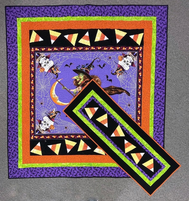 Halloween Table Runner or Panel Quilt Pattern, Candy Corn Twirl image 2