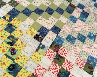 Strip Pieced Printed Pattern for Scrap Quilt, Reflections, multi size pattern, beginner friendly, easy and fun quilt using precut strips