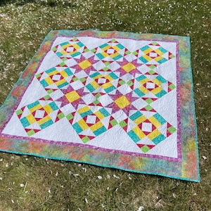 Showy Stars print quilt pattern to make a lap size quilt in image 4