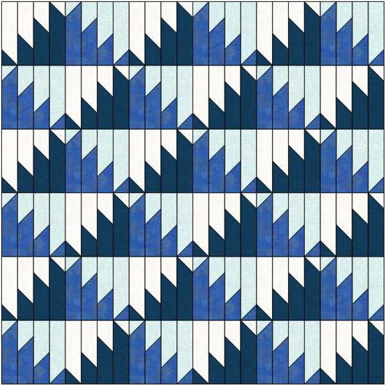 Modello di trapunta moderno, Mountain Dawning PDF Quilt Pattern per strisce da 2 1/2 pollici, Montagne deliziose, immagine 6
