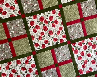 Sweet and Simple PDF Quilt Pattern for fast and easy quilt, beginner friendly, great for large prints - big block quilt pattern