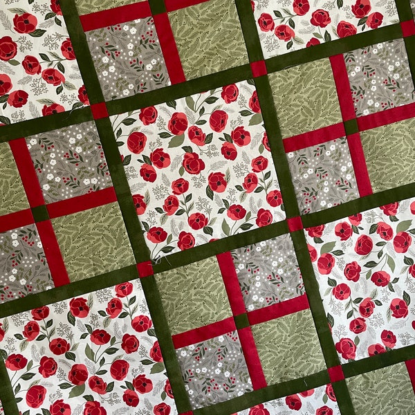 Sweet and Simple PDF Quilt Pattern for fast and easy quilt, beginner friendly, great for large prints - big block quilt pattern