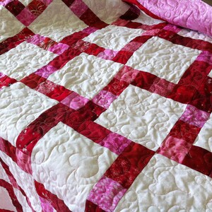 Strip Pieced Quilt pattern, printed copy of Lovers Kiss Quilt instructions using jelly roll strips or fat quarters image 4