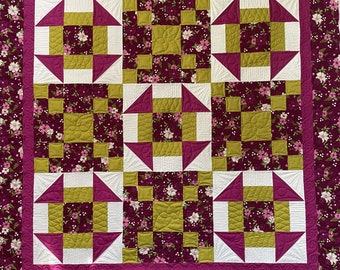 Happy Dance PDF Quilt Pattern for fast small lap quilt, beginner friendly with quilting suggestions included
