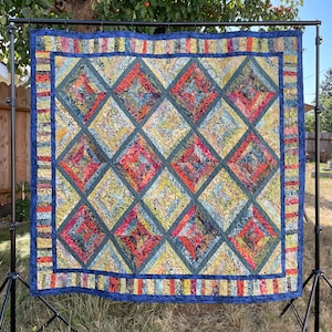Deluxe Diamonds PDF pattern for string quilt, multiple sizes, scrap project