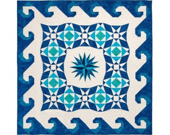 Memories of the Titanic II - PDF quilt pattern for nautical themed quilt in blue and white, large lap or queen variation