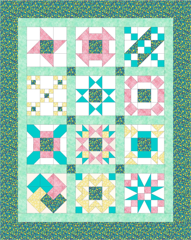 Easy Sampler Quilt pattern Beginner lessons learn to create Etsy