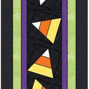 Halloween Table Runner or Panel Quilt Pattern, Candy Corn Twirl image 7