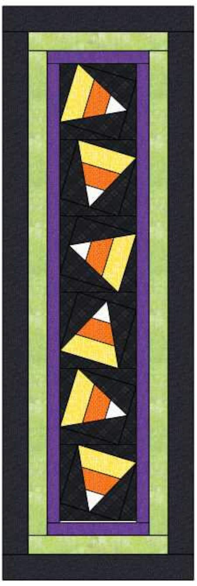 Halloween Table Runner or Panel Quilt Pattern, Candy Corn Twirl image 7