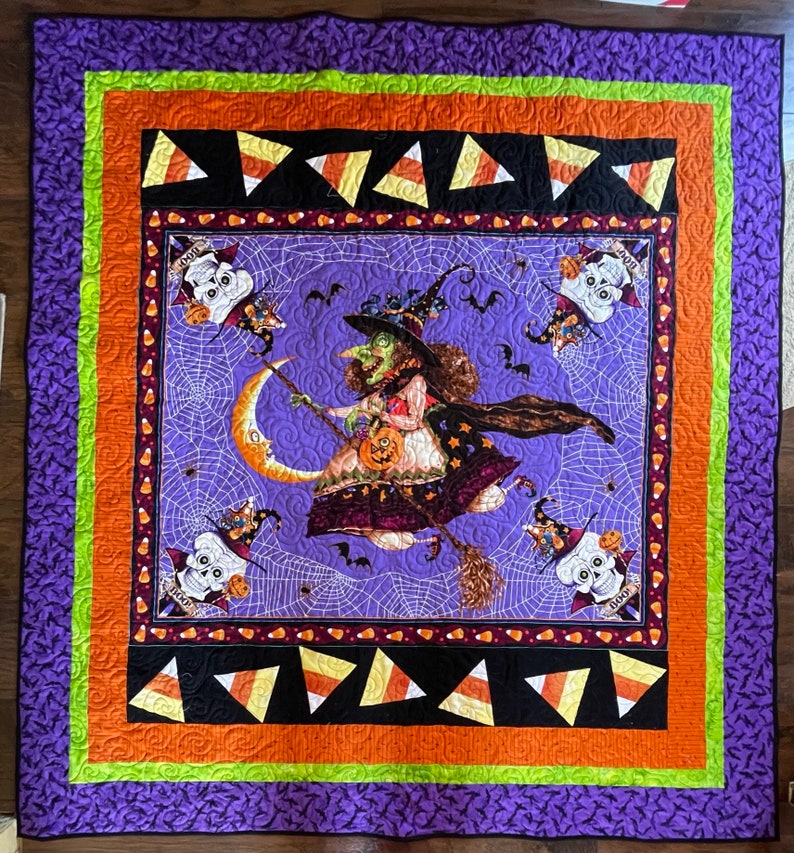 Halloween Table Runner or Panel Quilt Pattern, Candy Corn Twirl image 3