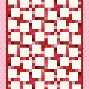 Strip Pieced Quilt pattern, printed copy of Lovers Kiss Quilt instructions using jelly roll strips or fat quarters image 6