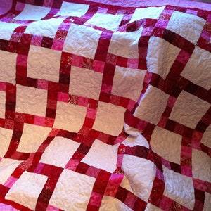 Strip Pieced Quilt pattern, printed copy of Lovers Kiss Quilt instructions using jelly roll strips or fat quarters image 7