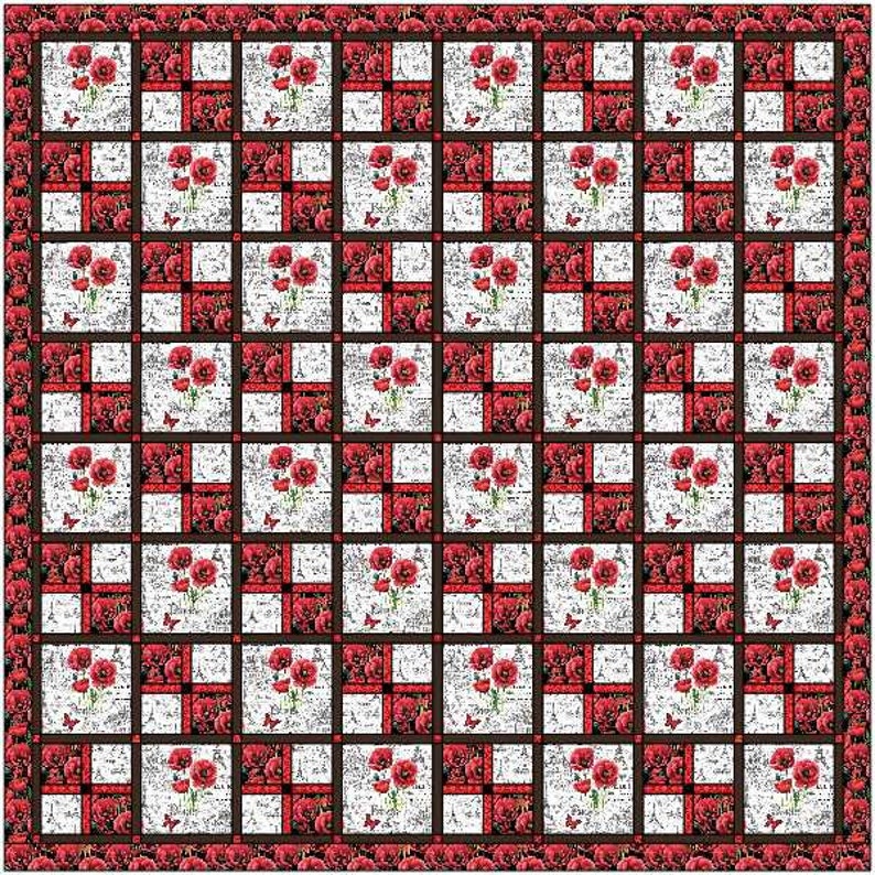 Sweet and Simple PDF Quilt Pattern for fast and easy quilt, beginner friendly, great for large prints big block quilt pattern image 5