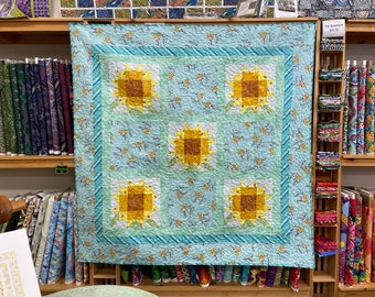 Sunflower Picnic Quilt Pattern, Multi size, Sunflower blocks