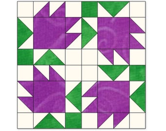 Swirling Thistle Original quilt block pattern, 12 inch finished block