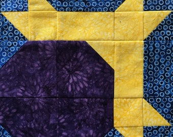 Eclipse PDF Quilt Block - 9 inch finished pattern for quilting