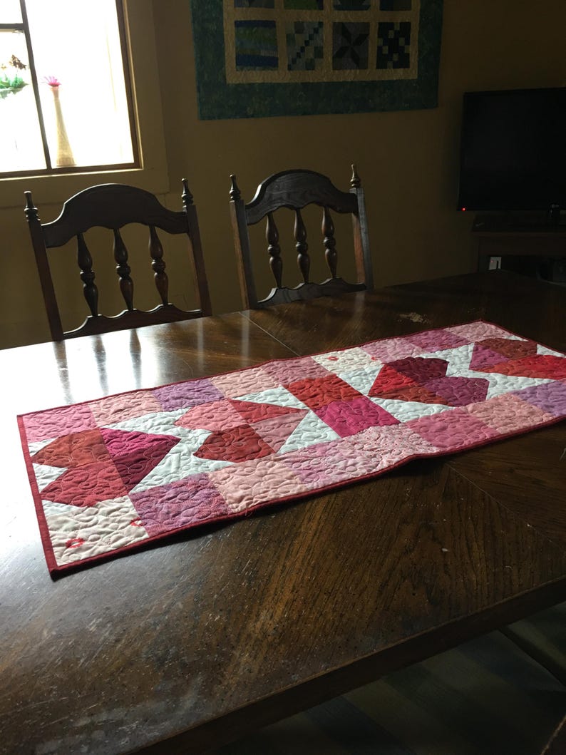 Heart Table Runner Quilt Pattern, Charm Square Valentine Decor (PDF ...