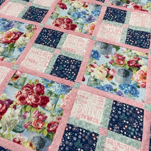 Sweet and Simple PDF Quilt Pattern for fast and easy quilt, beginner friendly, great for large prints - big block quilt pattern