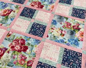 Sweet and Simple PDF Quilt Pattern for fast and easy quilt, beginner friendly, great for large prints - big block quilt pattern