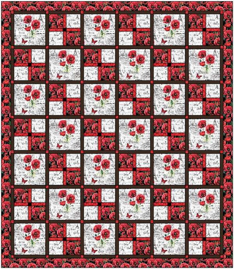 Sweet and Simple PDF Quilt Pattern for fast and easy quilt, beginner friendly, great for large prints big block quilt pattern image 4