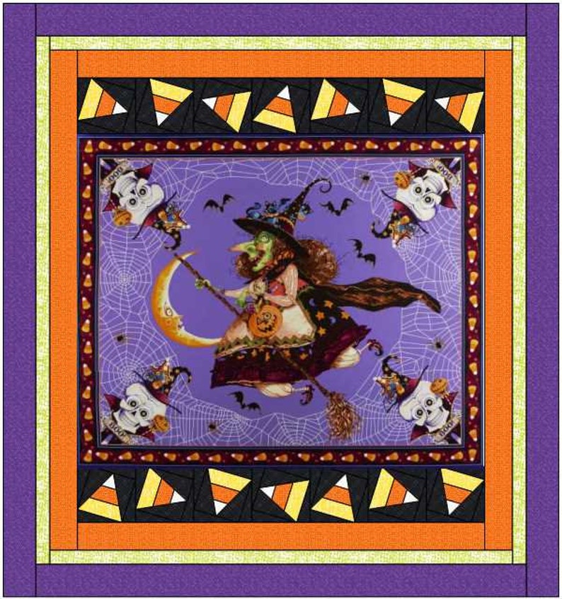 Halloween Table Runner or Panel Quilt Pattern, Candy Corn Twirl image 4