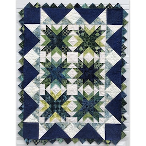 Twilight Glen PDF Pattern for quilt with Prairie Point Border, made with 10 inch squares, layer cake image 5
