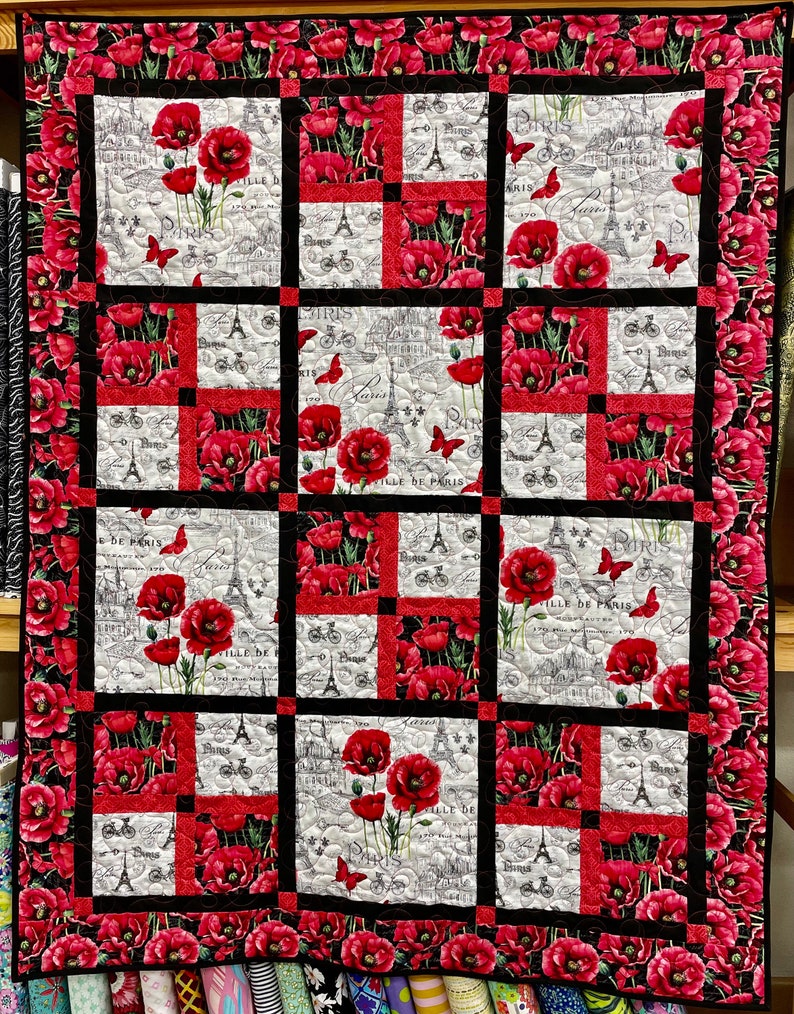 Sweet and Simple PDF Quilt Pattern for fast and easy quilt, beginner friendly, great for large prints big block quilt pattern image 2