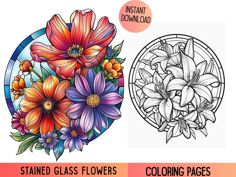 plants coloring
nature coloring
Floral Coloring
printable flower
flowers coloring
coloring book
coloring pages
colouring book
instant download
stained glass pages
stress relief
Stained glass flower
Floral stained glass