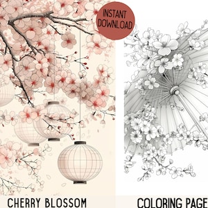 桜の塗り絵、日本の塗り絵、桜の塗り絵、桜の塗り絵、桜の木、大人の塗り絵
