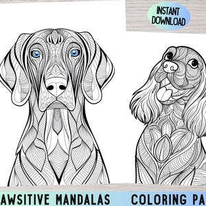 Dog Coloring Pages - Mandala Dog Coloring Book, Printable Dog Coloring Sheets, Adorable Puppy Coloring Pages, Adult Dog Coloring Pages
