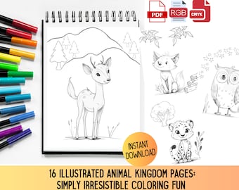 Preschool Animal Coloring Pages, Forest & Wild Animals (PDF)
