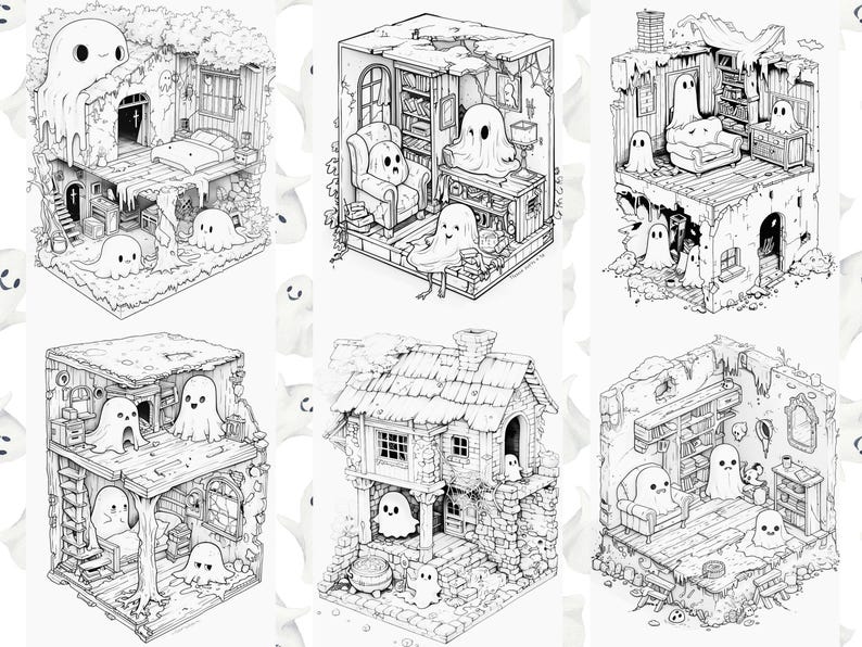Ghost coloring pages
Ghost colouring
Spooky coloring
adult coloring pages
Halloween coloring
Printable ghost
pocket room
hounted house
kawaii gost
cute ghost coloring
spooky fun
halloween printable
isometric room